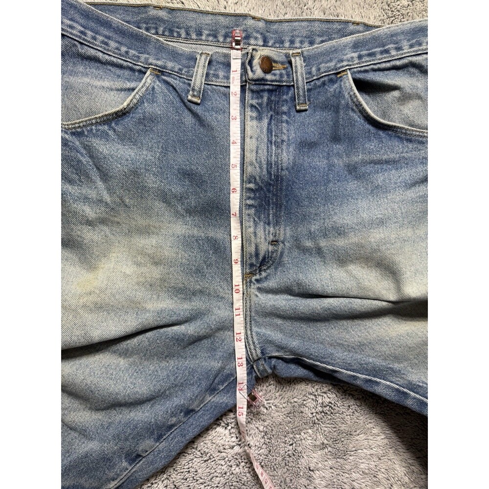 VTG Rustler Jeans Men’s 34x32 Blue Denim Distressed Faded‎ Whiskered Grunge Work - Picture 9 of 16